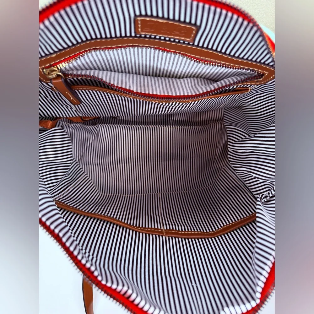 Dooney & Bourke Mint Nylon Shopper Tote + Pouch Leather Trim Stripe Lining - Picture 5 of 13